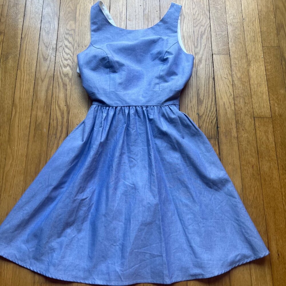 Lauren James Size S NEW Royal Blue White Emerson Oxford Sleeveless A-Line Dress - Picture 5 of 16